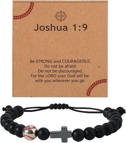 Baseball Cross Bracelet with Card Set, Adjustable Christian Cross Bracelets Sports Charm Jewelry Gifts Religious Accessories for Kids Teens Boys Son Grandson in Saudi Arabia