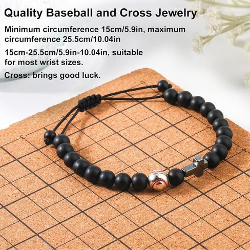 Baseball Cross Bracelet with Card Set, Adjustable Christian Cross Bracelets Sports Charm Jewelry Gifts Religious Accessories for Kids Teens Boys Son Grandson in Saudi Arabia