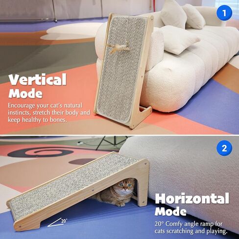 PETKARAY Cat Scratcher, Sisal Cat Scratching Ramp, L Shape Scratch Pad for Indoor Kitty, 27" Wall Furniture Protector with Mouse Toy in Saudi Arabia