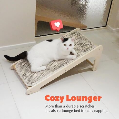 PETKARAY Cat Scratcher, Sisal Cat Scratching Ramp, L Shape Scratch Pad for Indoor Kitty, 27" Wall Furniture Protector with Mouse Toy in Saudi Arabia