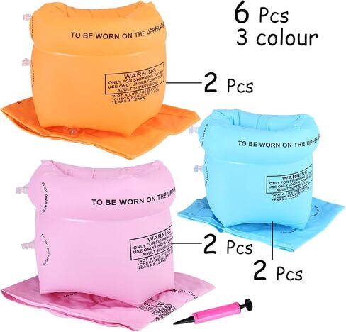 2 Pcs Arm Floaties Inflatable Swimming Sleeves Rings Arm Bands Water Wings Pool Floats (Blue) in Kuwait