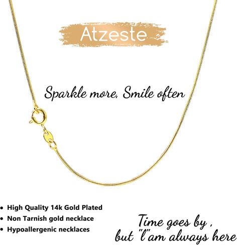 Gold Necklace for Women,14k Gold Plated Chain for Women,1mm Dainty & Sturdy & Thin Women'S Chain Necklaces,18" Fashion Classic Gold Necklace in Saudi Arabia