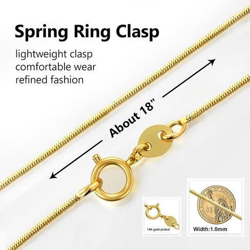 Gold Necklace for Women,14k Gold Plated Chain for Women,1mm Dainty & Sturdy & Thin Women'S Chain Necklaces,18" Fashion Classic Gold Necklace in Saudi Arabia