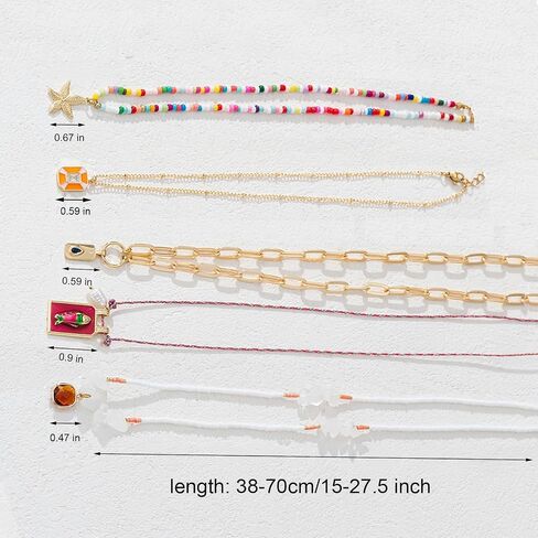Pendant Necklace Set Bohemian Style Beaded Fish Star 5 Layered Collarbone Chain, Handcraft Jewelry Accessory for Vacation Party Daily Accessories in Saudi Arabia