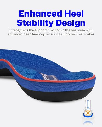 WalkHero Work Insoles for Standing All Day, Flat Feet Shoe Inserts with Shock Absorption and Cushioning, 220+lbs Pain Relief Orthotics Inserts (Mens 13-13.5, Cyan) in Saudi Arabia