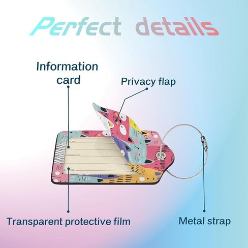 2 Pack Luggage Tags for Suitcases Leather Tags, Privacy Cover ID Label with Stainless Steel Loop Travel Essentials Suitable Handbags Travel Bags for Woman Man - Fresh Cherries in Kuwait