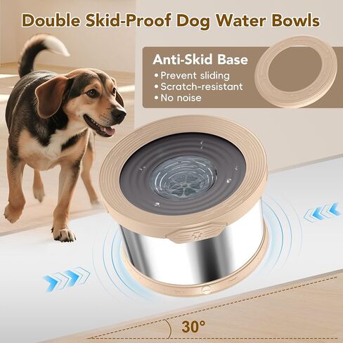UPSKY Dog Water Bowl No Spill 10L Stainless Steel, 2.6 Gallon Large Capacity Spill-Proof Dog Bowls, Non-Slip Slow Drinking Anti-Splash Bowl for Large Messy Drinkers, No Mess Indoor/Outdoor Use, Blue in Kuwait