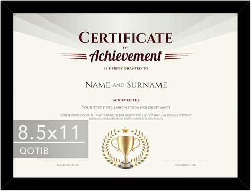 8.5x11 Picture Frame Black for 8.5 by 11 Document Certificate Diploma, Wood 8 1/2 X 11 Certificate Frame for Wall and Tabletop, Black in Kuwait
