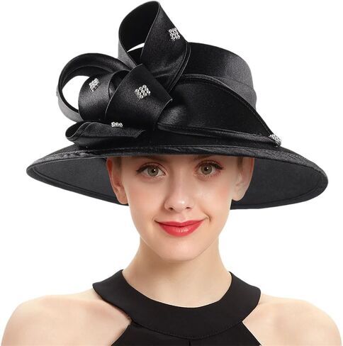 Women's Wide Brim Hats Church Hats Wedding Top Hat Female Tea Party Fascinators Formal Dress Caps in Saudi Arabia