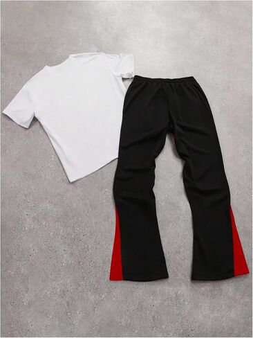 SOLY HUX Men's Graphic Summer Outfits Y2k Grunge Short Sleeve T Shirt Pants Set Hip Hop Streetwear 2 Piece in Kuwait