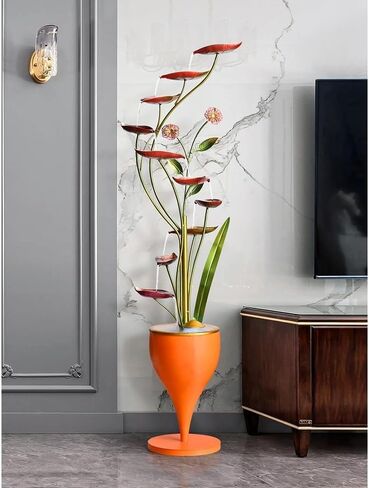 Floor Fountains Creative Circular Flow Ornaments Floor Standing Modern Feng Shui Wheels Light Luxury Decorations Housewarming and Opening Gifts Garden Fountain(Green) in Kuwait