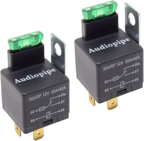 Fused Relay 12V 30A/40A 5-Pin - (2-Pack) Automotive Built in Fuse Metal Mounting Tab SPST Normally Open Car Motor Automobile in Saudi Arabia