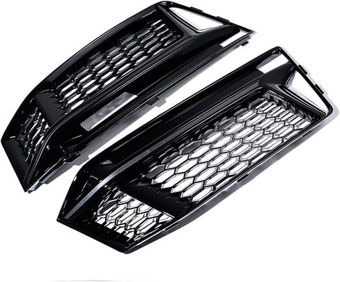 Astra Depot Compatible For A4 B9 S-LINE 2016-2018 Gloss Black Honeycomb Mesh Grille Fog Light Cover Insert Lower Bumper Grill in Saudi Arabia