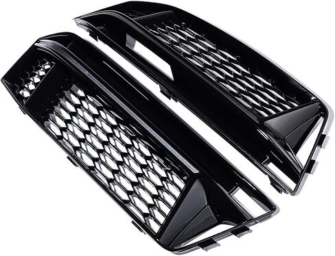 Astra Depot Compatible For A4 B9 S-LINE 2016-2018 Gloss Black Honeycomb Mesh Grille Fog Light Cover Insert Lower Bumper Grill in Saudi Arabia