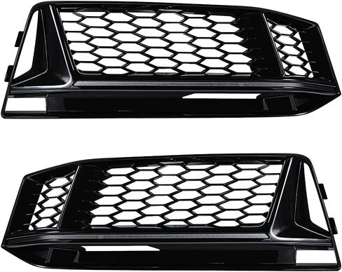 Astra Depot Compatible For A4 B9 S-LINE 2016-2018 Gloss Black Honeycomb Mesh Grille Fog Light Cover Insert Lower Bumper Grill in Saudi Arabia
