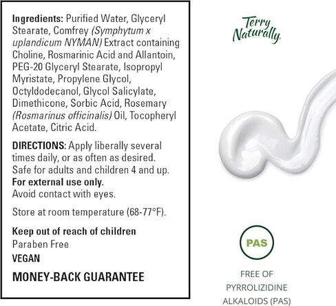 Terry Naturally Traumaplant Comfrey Cream - 3.53 oz - Non-Staining Topical - Free of Pyrrolizidine Alkaloids (PAs) & Parabens - for External Use Only in Kuwait