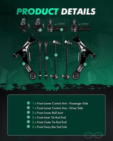 مجموعة Scitoo 10pcs التعليق الأمامي Lower Control Ball Ball مفصل 2009-2013 لتويوتا كورولا in Saudi Arabia