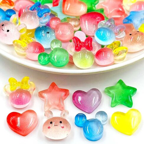 Resin Mouse Head Flatback Charms Decor - 50Pcs Resin Mouse Head Craft Embellishment Cute Mouse Charms Beads Cabochons for DIY Scrapbooking Hair Clip Crafts Phone Case Nail Art Making in Kuwait