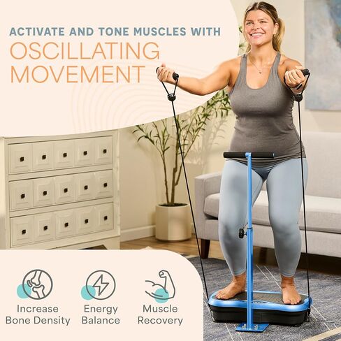 Lifepro TrimLite Vibration Plate Exercise Machine with Handlebars – Whole Body Vibration Platform for Lymphatic Drainage & Weight Loss – 99 Speed Levels, Bluetooth Speaker, Resistance Bands & Remote in Kuwait