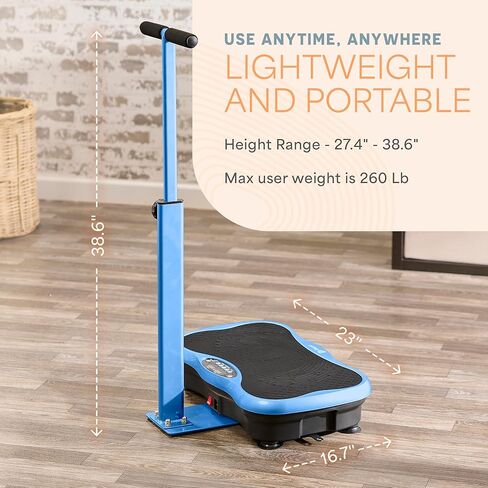 Lifepro TrimLite Vibration Plate Exercise Machine with Handlebars – Whole Body Vibration Platform for Lymphatic Drainage & Weight Loss – 99 Speed Levels, Bluetooth Speaker, Resistance Bands & Remote in Kuwait