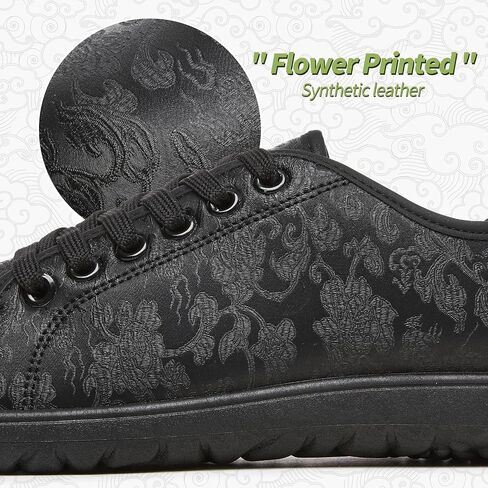 TUOPIN Women's Low Top Tennis Shoes -Black Synthetic Leather Shoes,Classic Lace-Up Denim Canvas Sneakers for Casual Walking in Kuwait