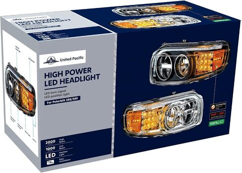 United Pacific 35797 Headlight Assembly, RH, Black Housing, High/Low Beam, Aero Fin Design, with LED Signal, White LED Position Light and Side Marker in Saudi Arabia