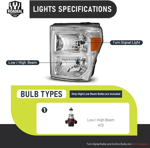 المصابيح الأمامية مع المصابيح لعام 2011 2012 2013 2014 2015 2016 Ford F250 F350 F450 F550 Super Duty Halogen President Side & Passenger Side in Kuwait