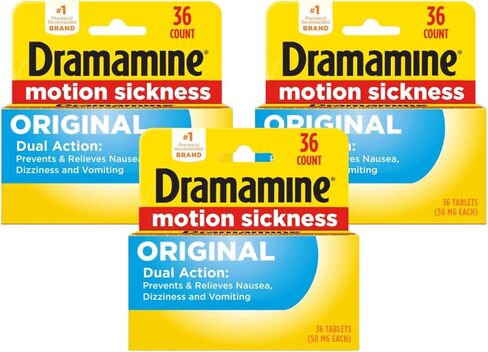 Dramamine Motion Sickness Relief, Original Formula, 36 Count (Pack of 2) in Kuwait