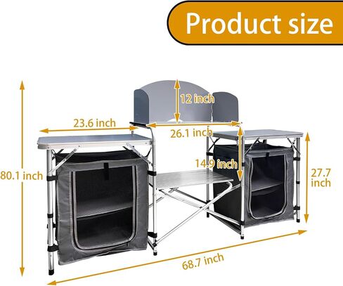 CAMPING Camping Kitchen Table Aluminum Portable Outdoor Cooking Table Foldable Camp Table with Storage Carrying Bag for BBQ, Grill, Party, Picnics (3 STORAGE BAG) in Saudi Arabia