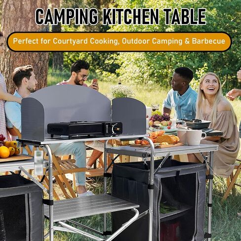 CAMPING Camping Kitchen Table Aluminum Portable Outdoor Cooking Table Foldable Camp Table with Storage Carrying Bag for BBQ, Grill, Party, Picnics (3 STORAGE BAG) in Saudi Arabia