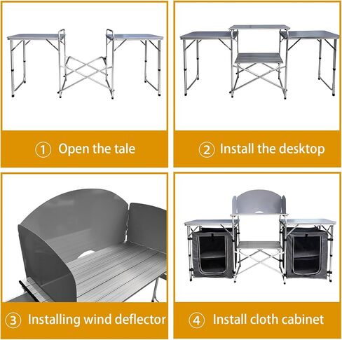 CAMPING Camping Kitchen Table Aluminum Portable Outdoor Cooking Table Foldable Camp Table with Storage Carrying Bag for BBQ, Grill, Party, Picnics (3 STORAGE BAG) in Saudi Arabia