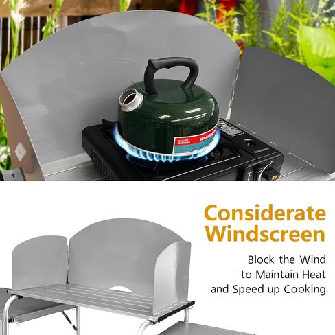 CAMPING Camping Kitchen Table Aluminum Portable Outdoor Cooking Table Foldable Camp Table with Storage Carrying Bag for BBQ, Grill, Party, Picnics (3 STORAGE BAG) in Saudi Arabia