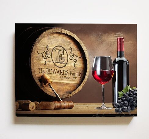 Muralmax Personalized Napa Valley Wine Barrel Canvas Decord - هدايا معلم للآباء والأجداد والزوجين الجدد والاستحمام الزفاف وحفلات التقاعد المكتبية - Size -30x24 in Saudi Arabia