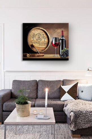 Muralmax Personalized Napa Valley Wine Barrel Canvas Decord - هدايا معلم للآباء والأجداد والزوجين الجدد والاستحمام الزفاف وحفلات التقاعد المكتبية - Size -30x24 in Saudi Arabia