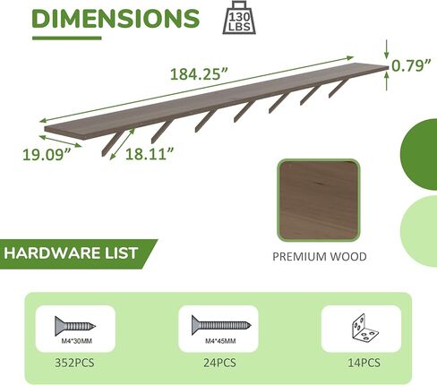 MUPATER 90.67" Wood Shelves Suitable for 6x8 Wood Greenhouse, Large Bearing Capacity, Wall Shelf Storage Floating Shelves for Wooden Greenhouse, Brown (2PCs) in Saudi Arabia
