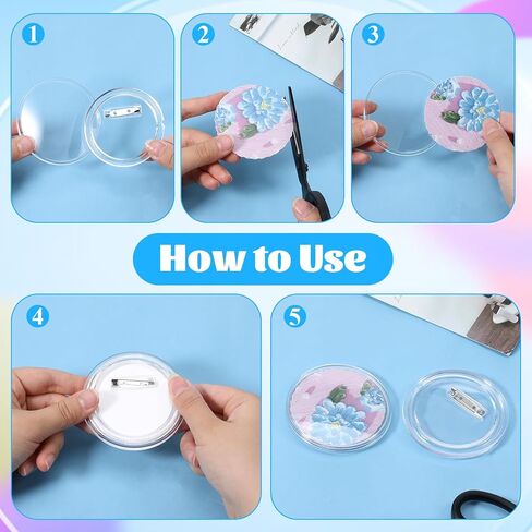 60PCS 3 Inch Clear Button Pins, Acrylic Blank Round Photo Bulk Custom Badge Kit for Picture Badge Make Your Own Buttons Christmas Crafts DIY Supplies in Kuwait