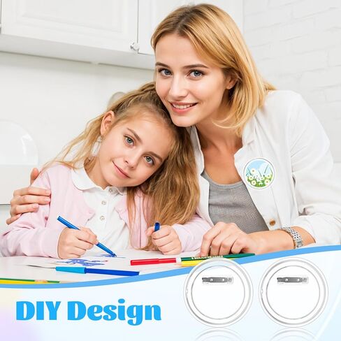 60PCS 3 Inch Clear Button Pins, Acrylic Blank Round Photo Bulk Custom Badge Kit for Picture Badge Make Your Own Buttons Christmas Crafts DIY Supplies in Kuwait