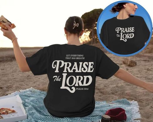 Oversized Christian Shirts for Women Praise The Lord T-Shirt Religious Bible Verse Tshirt God Jesus Shirt Graphic Tee in Kuwait