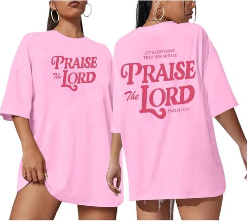 Oversized Christian Shirts for Women Praise The Lord T-Shirt Religious Bible Verse Tshirt God Jesus Shirt Graphic Tee in Kuwait