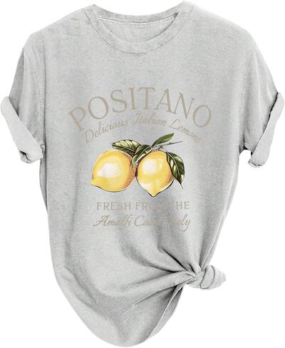 Verdusa Women's Lemon Print Summer Goth Short Sleeve Crop Top Crew Neck Graphic Tee in Kuwait