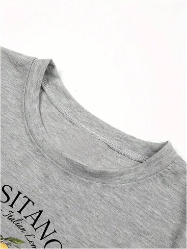 Verdusa Women's Lemon Print Summer Goth Short Sleeve Crop Top Crew Neck Graphic Tee in Kuwait