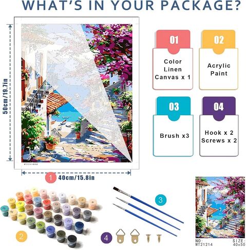 Flower Paint by Numbers Kit for Adults-Paint by Number for Adults Floral, Rose Paints by Numbers Kit on Canvas for Gift Home Wall Decor (Flowers, 16x20 inch) in Kuwait