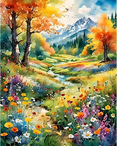 Flower Paint by Numbers Kit for Adults-Paint by Number for Adults Floral, Rose Paints by Numbers Kit on Canvas for Gift Home Wall Decor (Flowers, 16x20 inch) in Kuwait