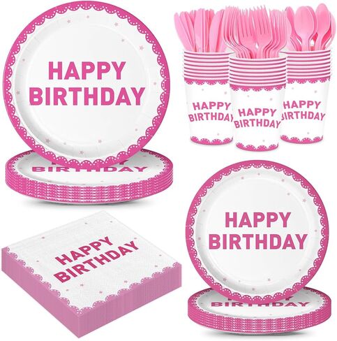 168pcs Pink Mouse Party Party Supplies Girls Birthday Plates Napkins Paper 1st 2nd 3rd Tableware Set Party Birthday Party Stariber Mathware Service 24 ضيفًا in Kuwait