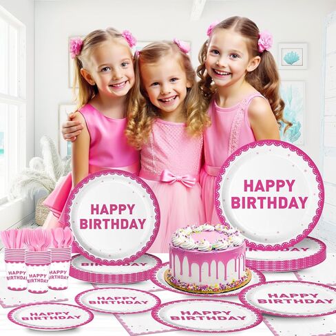 168pcs Pink Mouse Party Party Supplies Girls Birthday Plates Napkins Paper 1st 2nd 3rd Tableware Set Party Birthday Party Stariber Mathware Service 24 ضيفًا in Kuwait