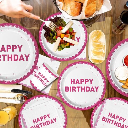 168pcs Pink Mouse Party Party Supplies Girls Birthday Plates Napkins Paper 1st 2nd 3rd Tableware Set Party Birthday Party Stariber Mathware Service 24 ضيفًا in Kuwait