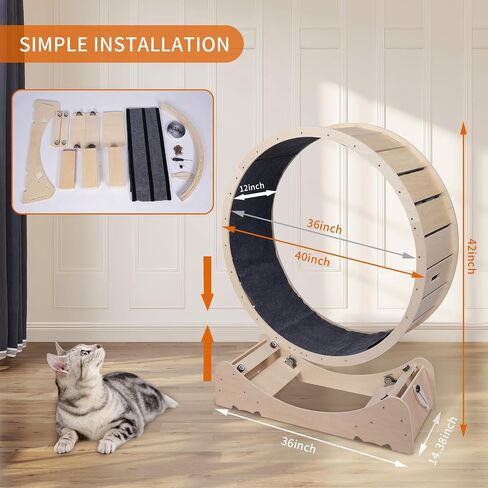 Large Cat Exercise Wheel 40 Inch Treadmill Exerciser for Indoor Cats Love Kitty Running Toy Walking Training for Fitness Weight Loss Device Suitable for Most Cats Physical Exercise Activity in Saudi Arabia