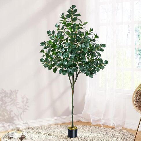 7.9FT(94.5in) Artificial Palm Tree, 3 Trunks UV Resistant Fake Palm Plants Outdoor Indoor, Plantas Artificiales Decorativas Grandes, Perfect for Patio, Poolside, Home Indoor Aesthetic Decor in Saudi Arabia