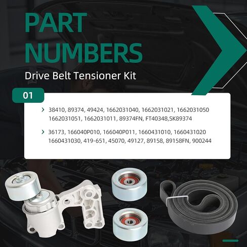 4PCS Drive Belt Tensioner Pulley Kit 38410 for Lexus ES350 2007-2012, for Lexus RX350 2007-2009, for Toyota Avalon 2015-2012, for Toyota Camry 2007-2011, for Toyota Sienna 2007-2010, 3.5L V6 in Saudi Arabia