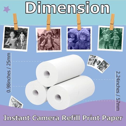 Printer Paper 6 Rolls for Kids Instant Print Camera Paper Roll Refill HD Thermal Printing Paper Diy Set Portable in Saudi Arabia